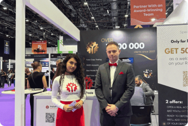 representatives and the stand of the company at iFX EXPO Dubai 2025